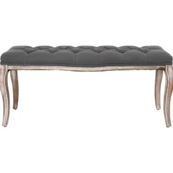vidaXL Banc Lin Bois solide 110x38x48 cm Gris foncé