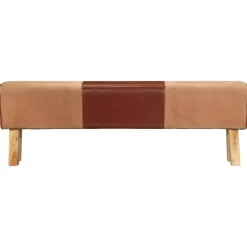 vidaXL Banc saut de cheval 160 cm Marron Cuir véritable et bois acacia