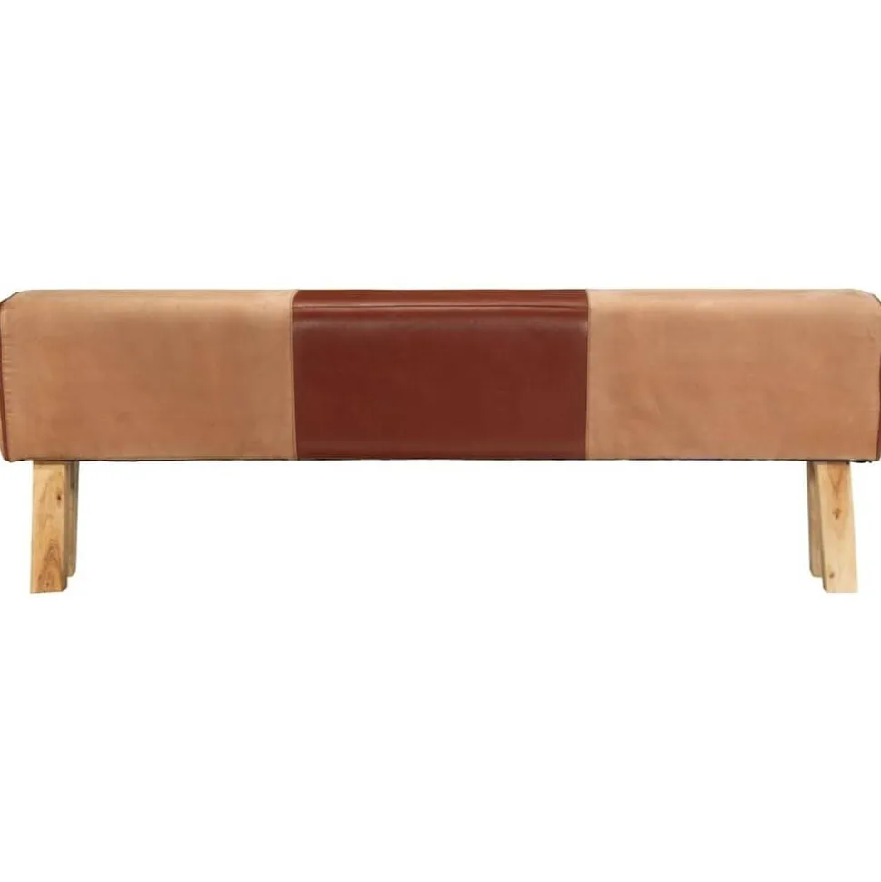 vidaXL Banc saut de cheval 160 cm Marron Cuir véritable et bois acacia