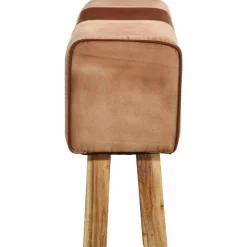 vidaXL Banc saut de cheval 160 cm Marron Cuir véritable et bois acacia