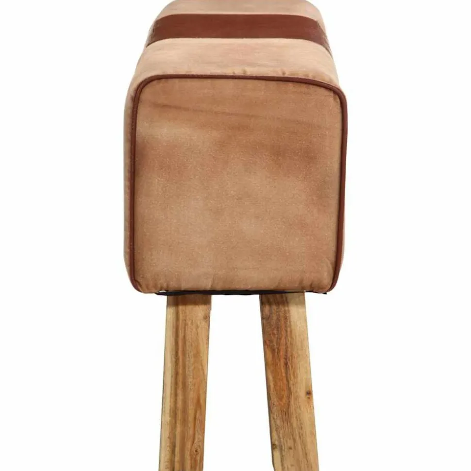 vidaXL Banc saut de cheval 160 cm Marron Cuir véritable et bois acacia