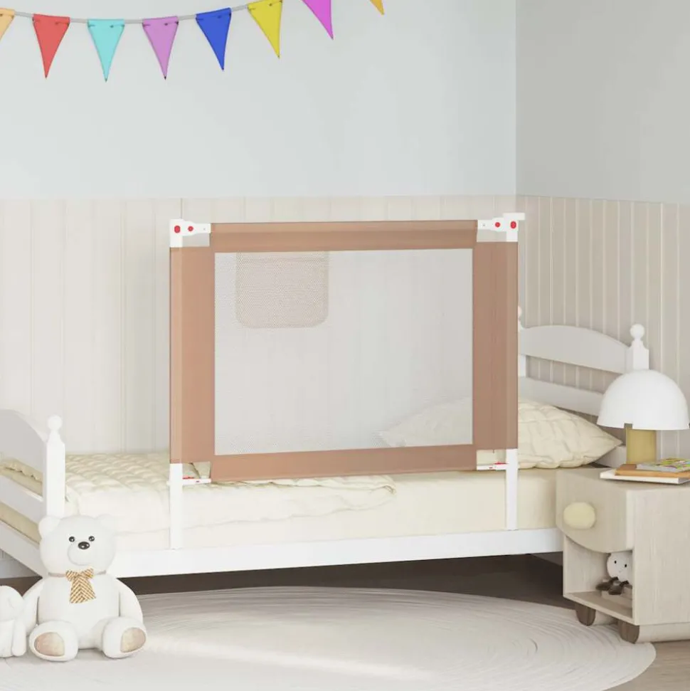 vidaXL Barrière de sécurité de lit d'enfant Taupe 100x25 cm Tissu
