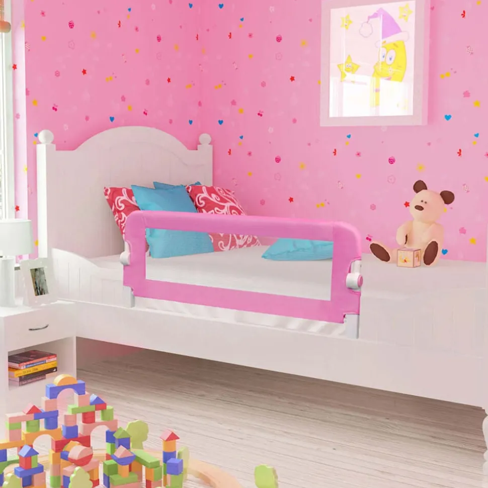 vidaXL Barrière de sécurité de lit d'enfant Rose 120x42 cm Polyester