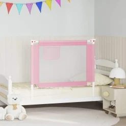 vidaXL Barrière de sécurité de lit d'enfant Rose 100x25 cm Tissu