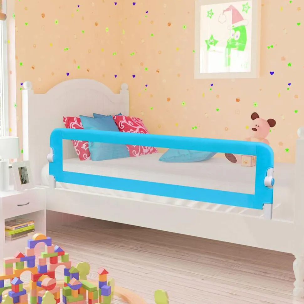 vidaXL Barrière de sécurité de lit d'enfant Bleu 120x42 cm Polyester