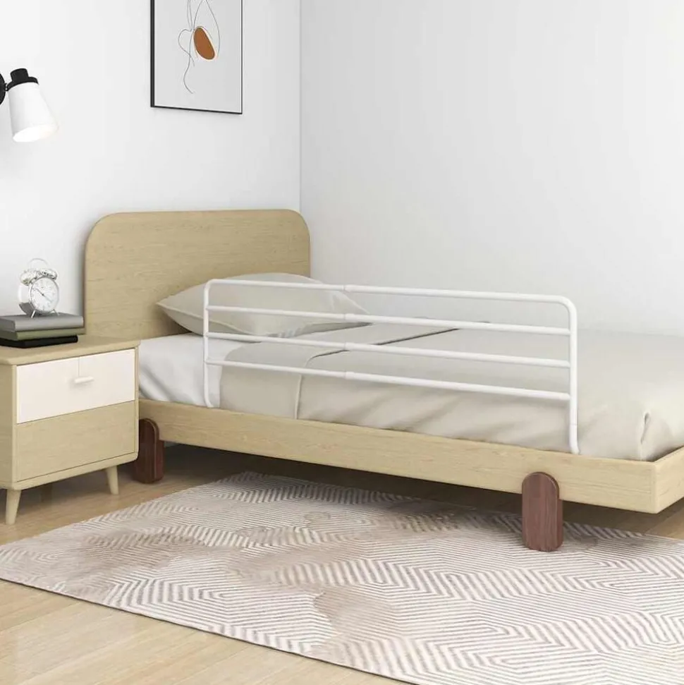 vidaXL Barrière de sécurité de lit d'enfant Blanc (76-137)x55 cm Fer
