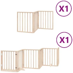 vidaXL Barrière pour chiens avec porte pliable 9panneaux bois peuplier