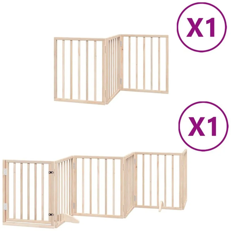 vidaXL Barrière pour chiens avec porte pliable 9panneaux bois peuplier