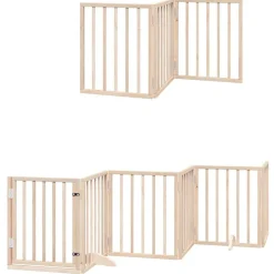 vidaXL Barrière pour chiens avec porte pliable 9panneaux bois peuplier