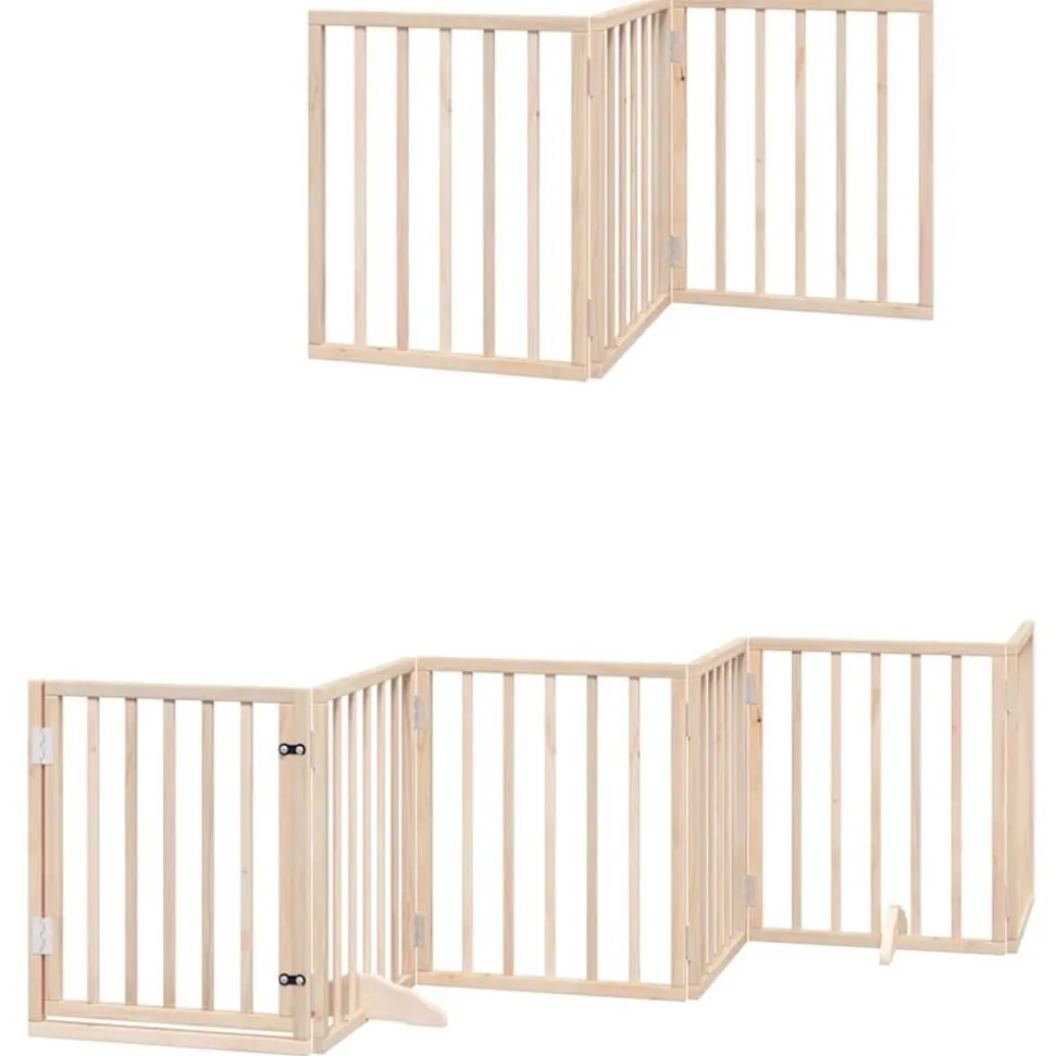 vidaXL Barrière pour chiens avec porte pliable 9panneaux bois peuplier