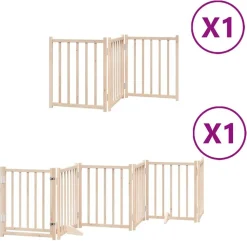 vidaXL Barrière pour chiens avec porte pliable 9panneaux bois peuplier