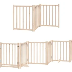vidaXL Barrière pour chiens avec porte pliable 9panneaux bois peuplier