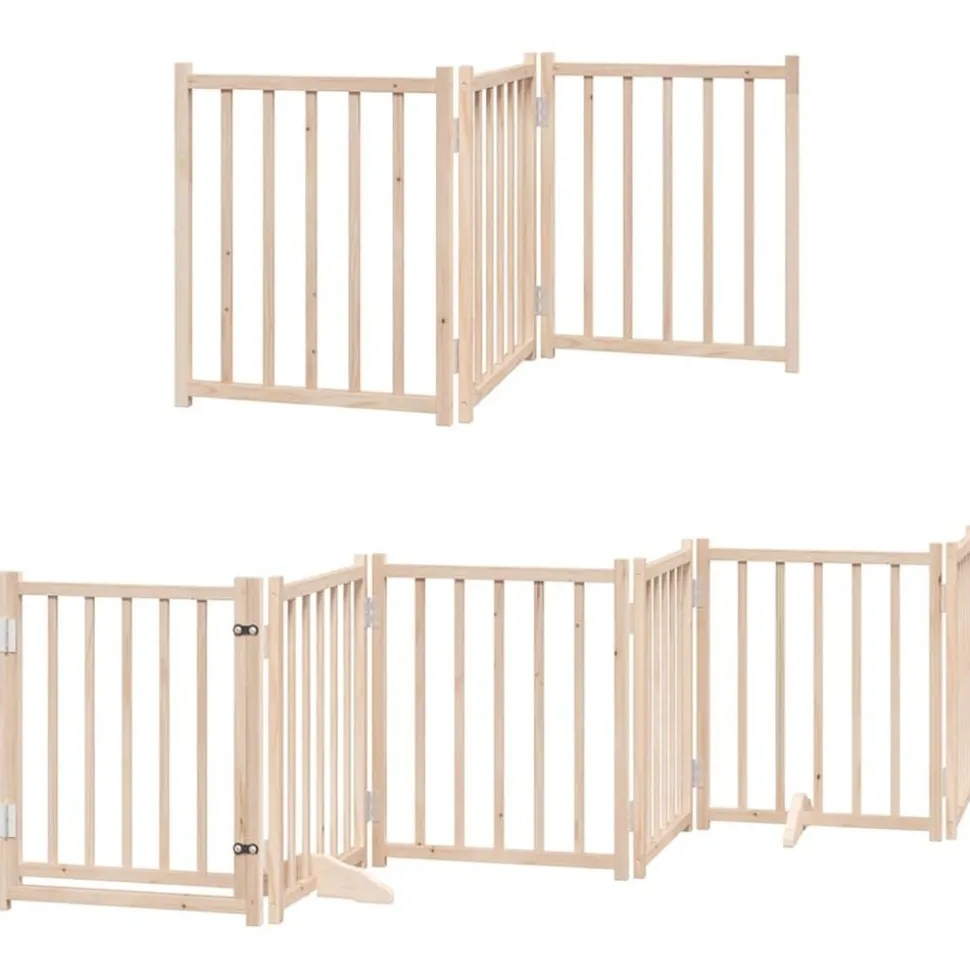 vidaXL Barrière pour chiens avec porte pliable 9panneaux bois peuplier