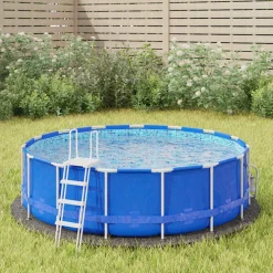 vidaXL Bâche de piscine gris clair Ø244 cm géotextile polyester