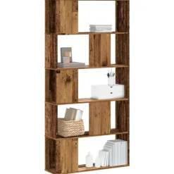 vidaXL Bibliothèque 5 niveaux vieux bois bois d'ingénierie