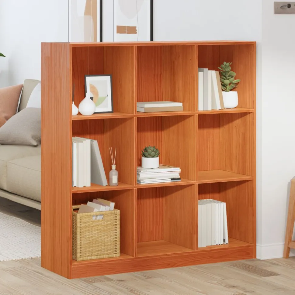 vidaXL Bibliothèque Brun cire 104 x 33 x 110 cm Pin massif