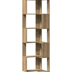 vidaXL Bibliothèque d'angle 5 niveaux chêne artisanal bois ingénierie