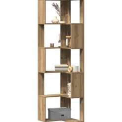 vidaXL Bibliothèque d'angle 5 niveaux chêne artisanal bois ingénierie