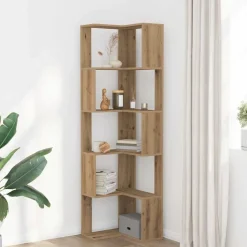 vidaXL Bibliothèque d'angle 5 niveaux chêne artisanal bois ingénierie