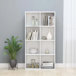 vidaXL Bibliothèque/Buffet Blanc brillant 66x30x130 cm Bois ingénierie