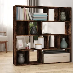 vidaXL Bibliothèque/Séparateur de pièce Chêne fumé 105x24x102 cm