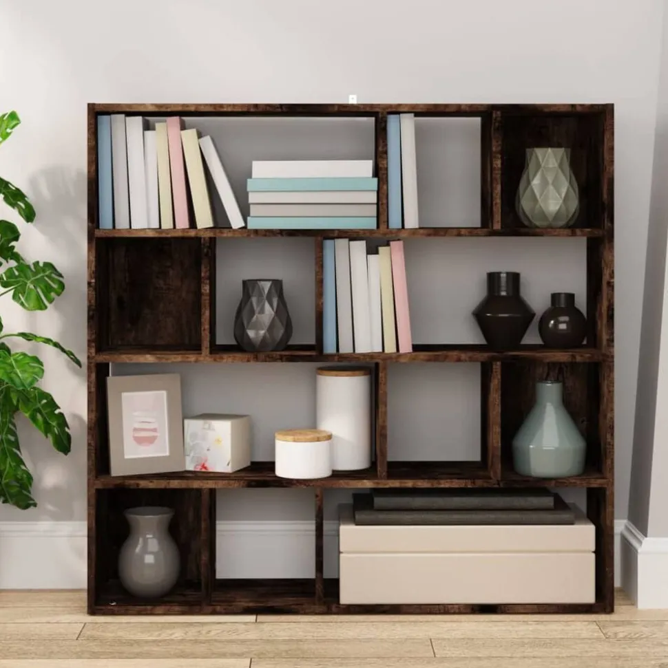 vidaXL Bibliothèque/Séparateur de pièce Chêne fumé 105x24x102 cm