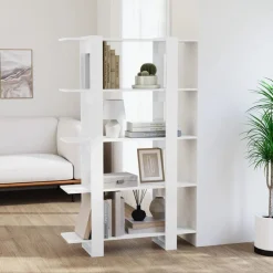 vidaXL Bibliothèque/Séparateur de pièce Blanc brillant 100x30x160 cm
