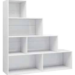 vidaXL Bibliothèque/Séparateur de pièce Blanc brillant Bois ingénierie
