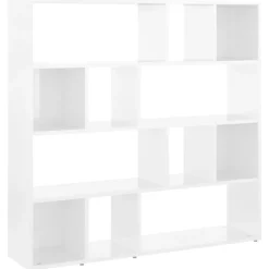 vidaXL Bibliothèque/Séparateur de pièce Blanc brillant 105x24x102 cm