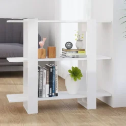 vidaXL Bibliothèque/Séparateur de pièce Blanc brillant 100x30x87 cm