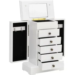 vidaXL Boîte à bijoux avec miroir MDF 25 x 13,5 x 34 cm