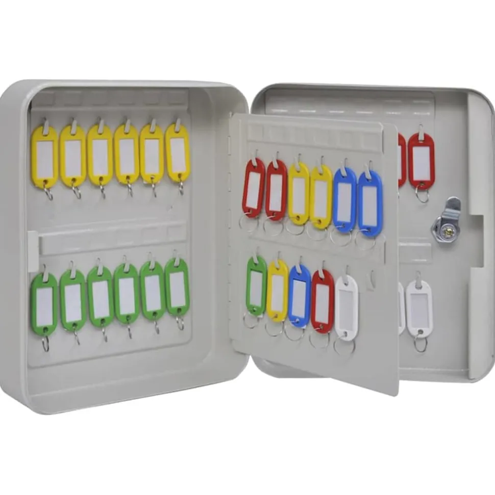 vidaXL Boîte à clés avec verrouillage Ivoire 20 x 7,5 x 25 cm Acier