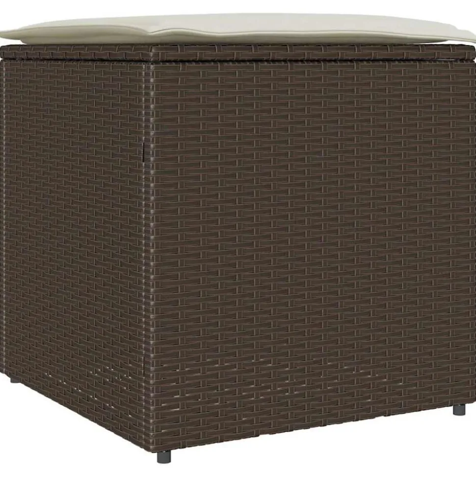 vidaXL Boîte à coussins avec stockage Marron 50 x 50 x 50 cm polyrotin