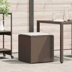 vidaXL Boîte à coussins avec stockage Marron 50 x 50 x 50 cm polyrotin