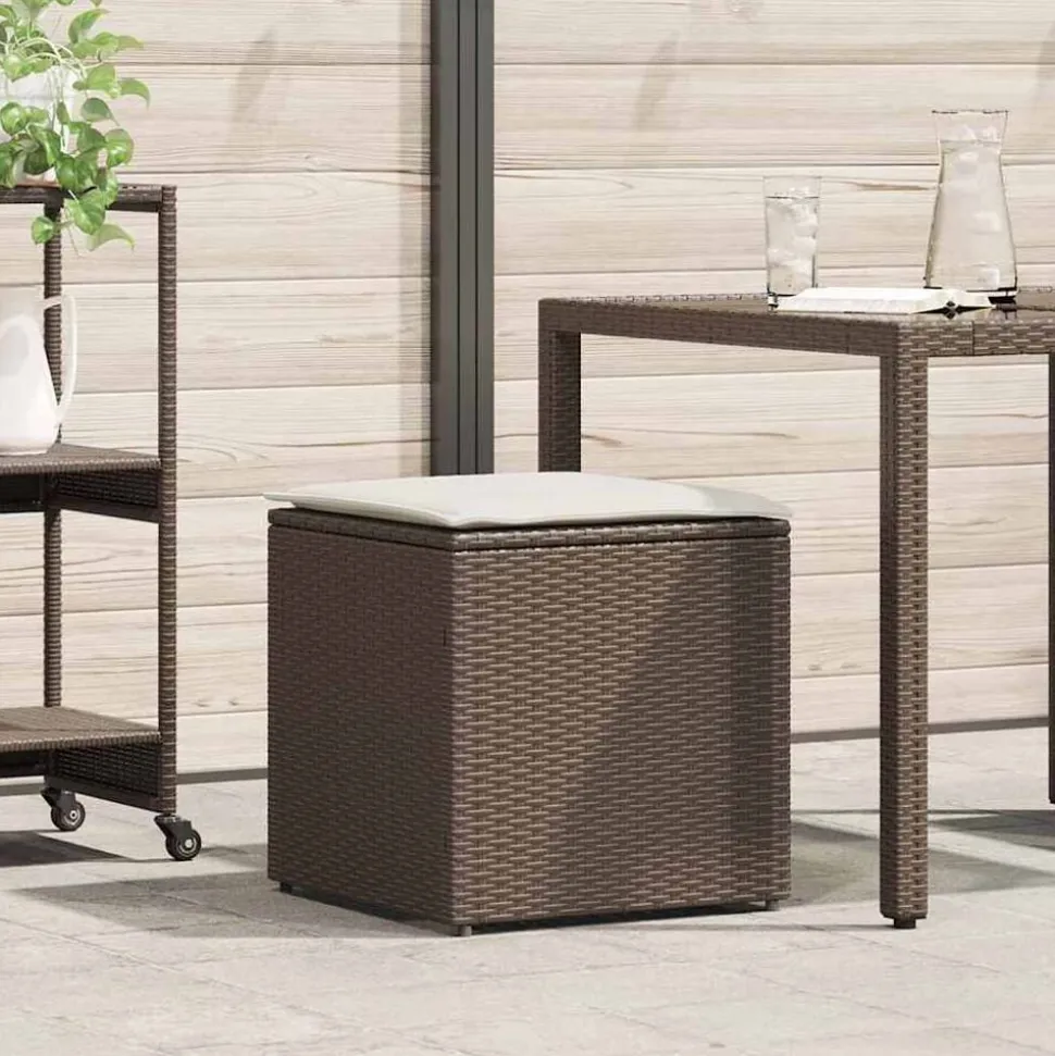 vidaXL Boîte à coussins avec stockage Marron 50 x 50 x 50 cm polyrotin