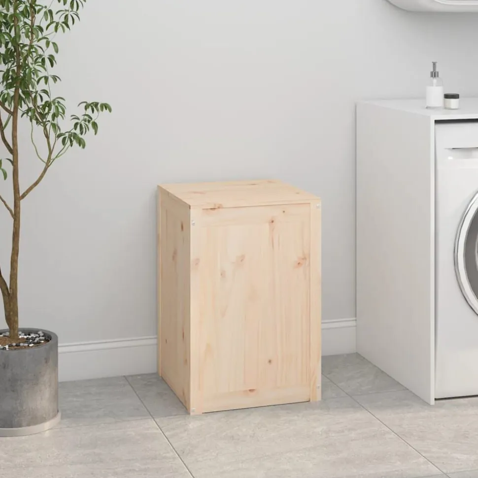 vidaXL Boîte à linge 44x44x66 cm Bois massif de pin