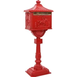 vidaXL Boîte aux Lettres Debout avec porte Rouge 42,5 x 29,5 x 117 cm