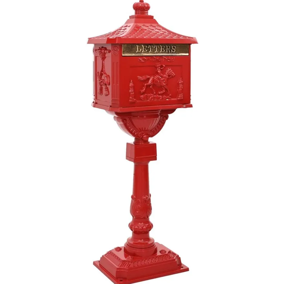 vidaXL Boîte aux Lettres Debout avec porte Rouge 42,5 x 29,5 x 117 cm