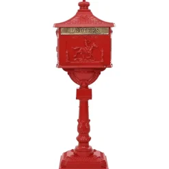 vidaXL Boîte aux Lettres Debout avec porte Rouge 42,5 x 29,5 x 117 cm