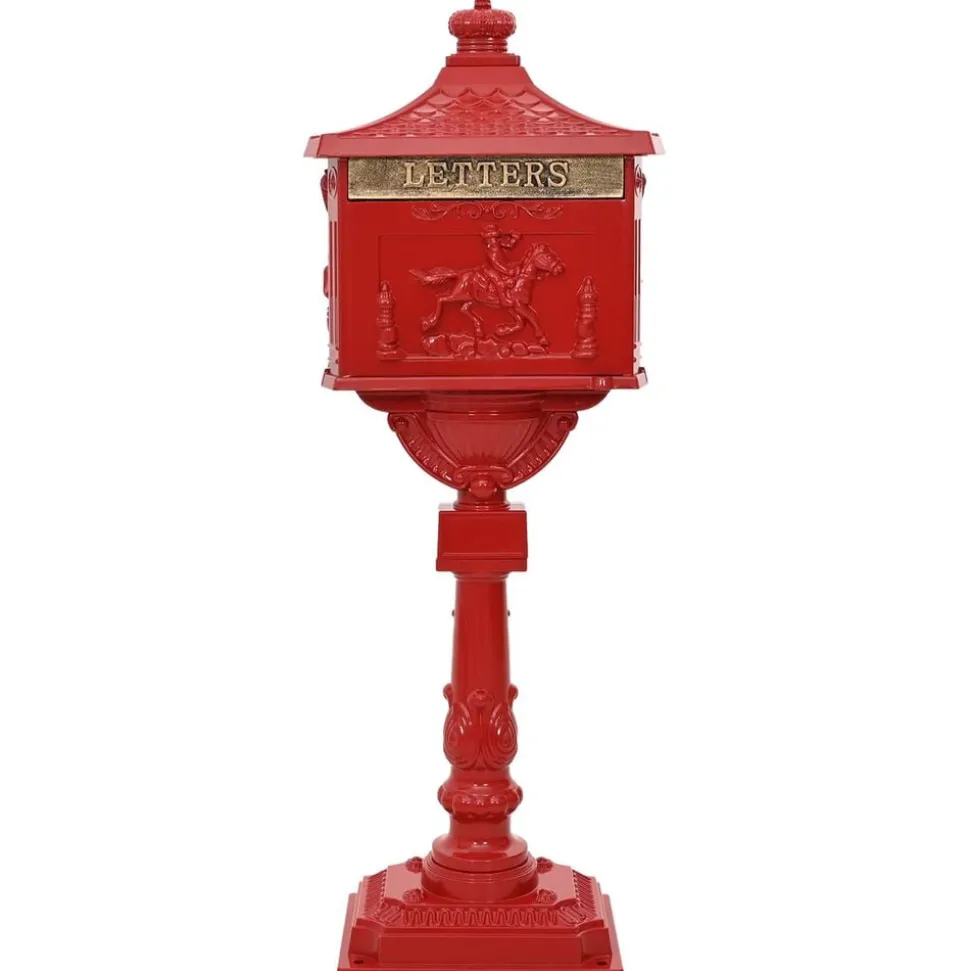 vidaXL Boîte aux Lettres Debout avec porte Rouge 42,5 x 29,5 x 117 cm
