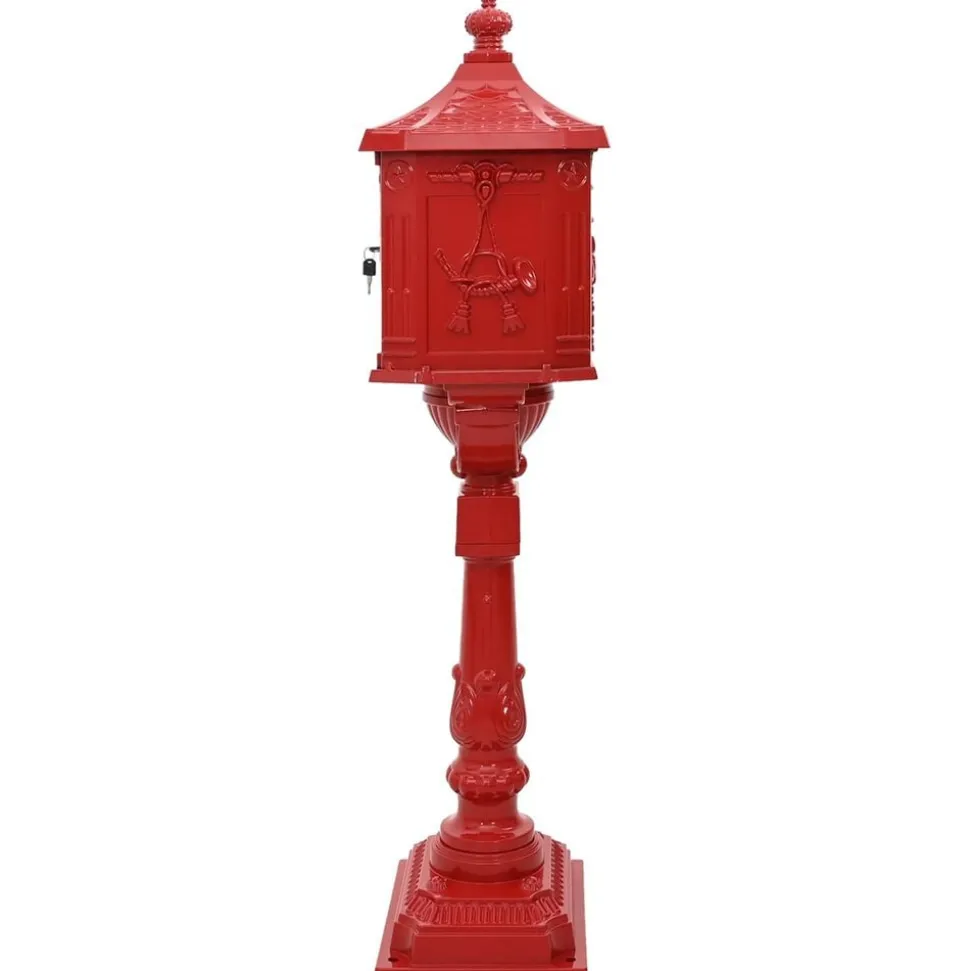 vidaXL Boîte aux Lettres Debout avec porte Rouge 42,5 x 29,5 x 117 cm