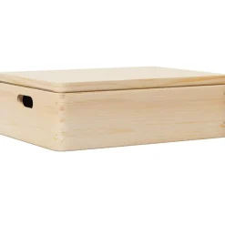 vidaXL Boîte en bois avec couvercle et poignées bois de pin massif