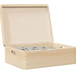 vidaXL Boîte en bois avec couvercle et poignées bois de pin massif