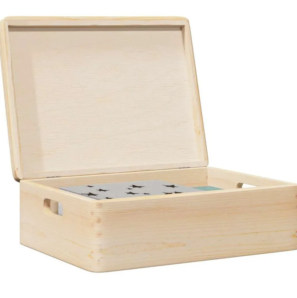 vidaXL Boîte en bois avec couvercle et poignées bois de pin massif
