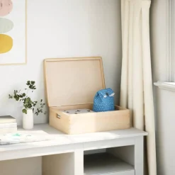 vidaXL Boîte en bois avec couvercle et poignées bois de pin massif