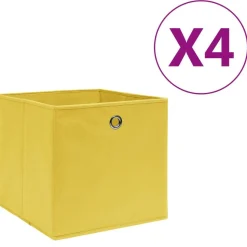 vidaXL Boîtes de rangement 4 pcs Tissu intissé 28x28x28 cm Jaune
