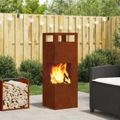 vidaXL Braise Marron 35 x 35 x 100 cm Acier patiné