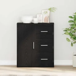 vidaXL Buffet avec tiroir Chêne noir 60 x 31 x 70 cm Bois d'ingénierie