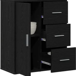 vidaXL Buffet avec tiroir Chêne noir 60 x 31 x 70 cm Bois d'ingénierie