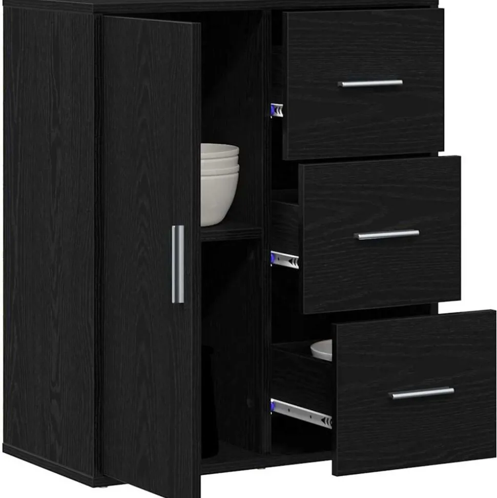 vidaXL Buffet avec tiroir Chêne noir 60 x 31 x 70 cm Bois d'ingénierie